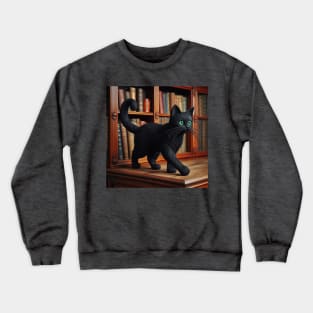 Thread cat in the library Crewneck Sweatshirt